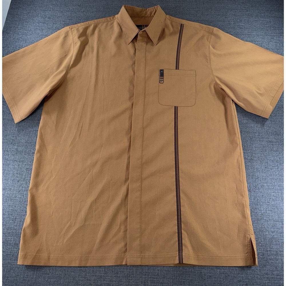 Jordan Vintage Y2K Button Front Shirt Mens 3XLT Tan Short‎ Sleeve Casual
